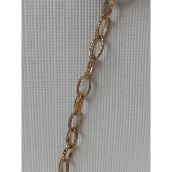 Green Blue Triple Flower Beaded Design Gold Toned Chain Statement Style Necklace - Picture 10 of 10